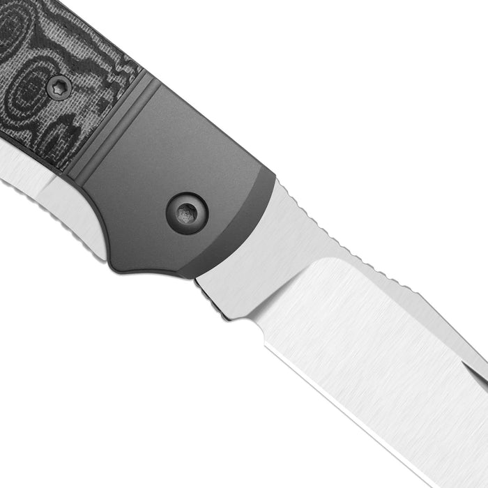 Kizer K3761TPA2 Trestle TP AirTi (BD1N, Clip Point & Spey Point, Satin, Aluminum & Vortex Pattern Micarta) Folding Knife