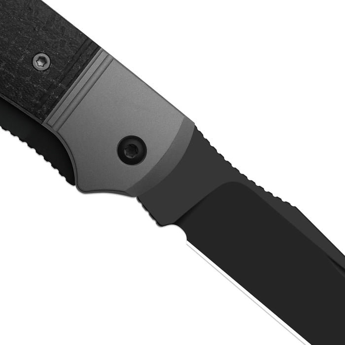 Kizer K3761TPA3 Trestle TP AirTi (BD1N, Clip Point & Spey Point, Black PVD Coating, Aluminum & Micarta) Folding Knife