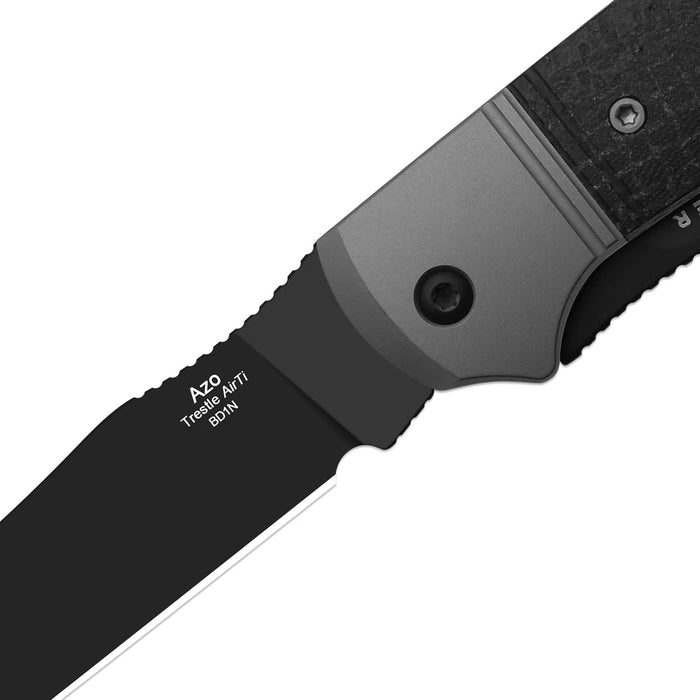 Kizer K3761TPA3 Trestle TP AirTi (BD1N, Clip Point & Spey Point, Black PVD Coating, Aluminum & Micarta) Folding Knife