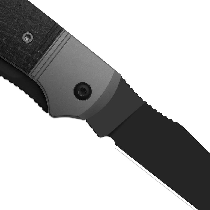 Kizer K3761TPA3 Trestle TP AirTi (BD1N, Clip Point & Spey Point, Black PVD Coating, Aluminum & Micarta) Folding Knife