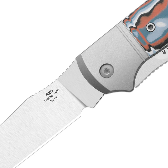 Kizer K3761TPA4 Trestle TP AirTi (BD1N, Clip Point & Spey Point, Satin, Aluminum & Vortex Pattern Micarta) Folding Knife