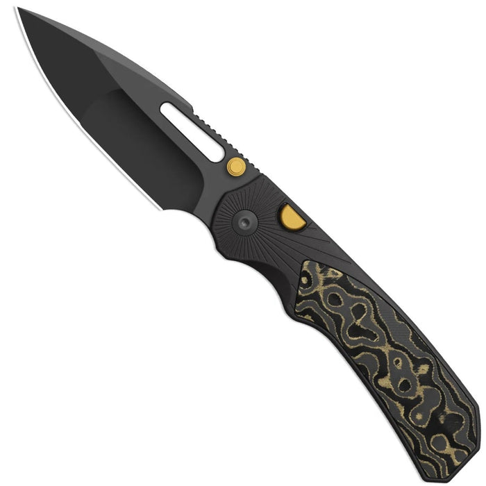 Kizer K3765BD2 Durandal (S35VN, Drop Point, Gunmetal Gray PVD Coating, Aluminum & FatCarbon Camo Gold) Folding Knife