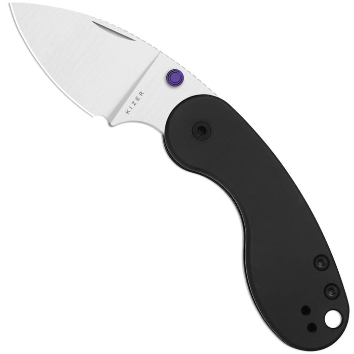 Kizer Ki2742DSJA1 Microbe DSJ AirTi (S35VN, Drop Point, Satin, Aluminum, Black) Pocket Knife