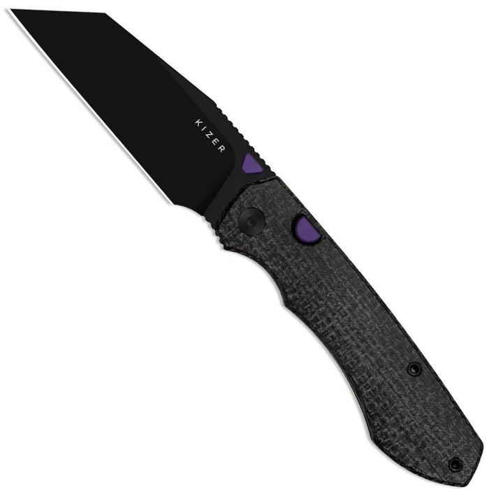 Kizer V3738BW1 Wharning (N690, Wharncliffe, Black PVD Coating, Micarta) Folding Knife