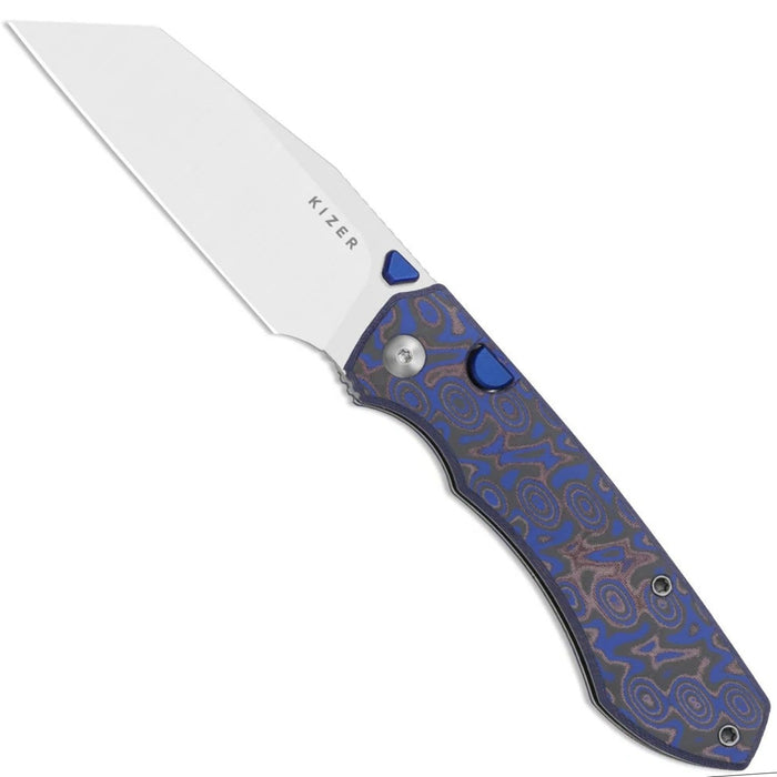 Kizer V3738BW2 Wharning (N690, Wharncliffe, Satin, Vortex Pattern Micarta) Folding Knife