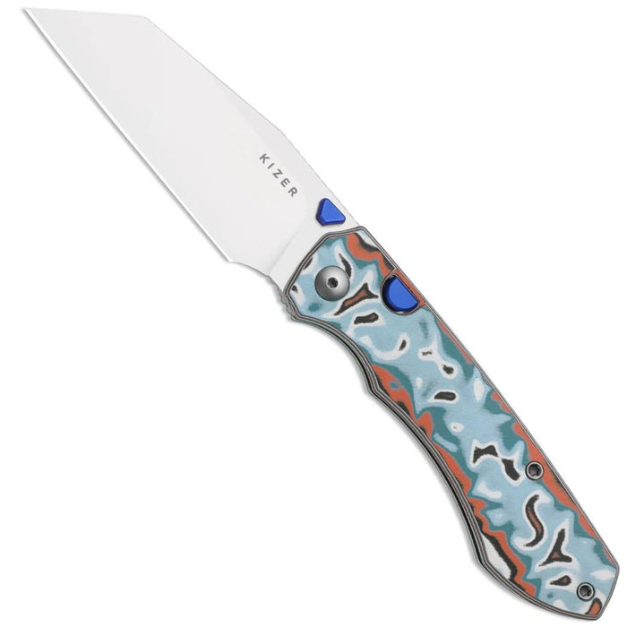 Kizer V3738BW4 Wharning (N690, Wharncliffe, Stonewashed, Vortex Pattern Micarta) Pocket Knife
