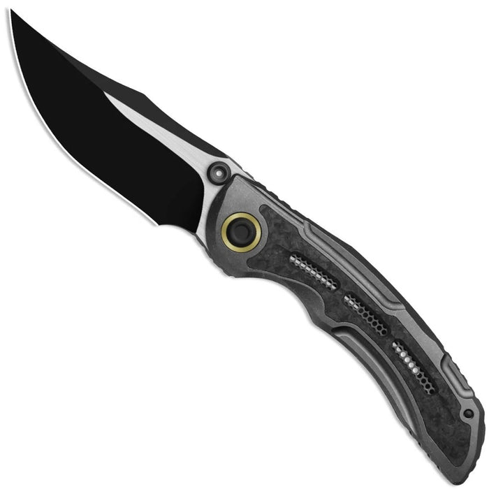 Kizer ZX-FK09A1 SILVER WING-LITE (S45VN, Modified Bowie, Black PVD Coating & Flat Brushed, Titanium & Carbon Fiber) Folding Knife