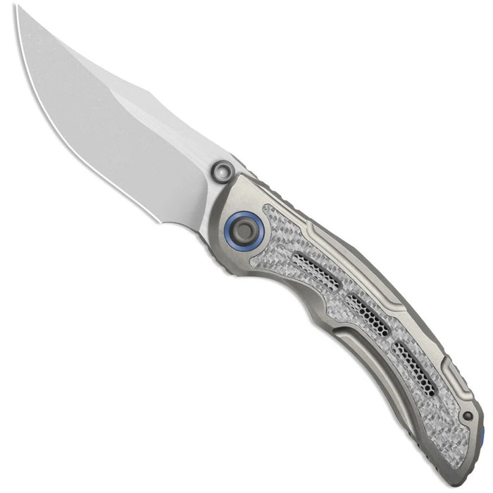 Kizer ZX-FK09A2 SILVER WING-LITE (S45VN, Modified Bowie, Stonewashed, Titanium & Carbon Fiber) Folding Knife