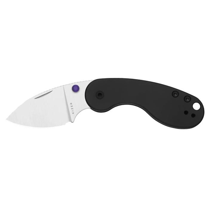 Kizer Ki2742DSJA1 Microbe DSJ AirTi (S35VN, Drop Point, Satin, Aluminum, Black) Pocket Knife