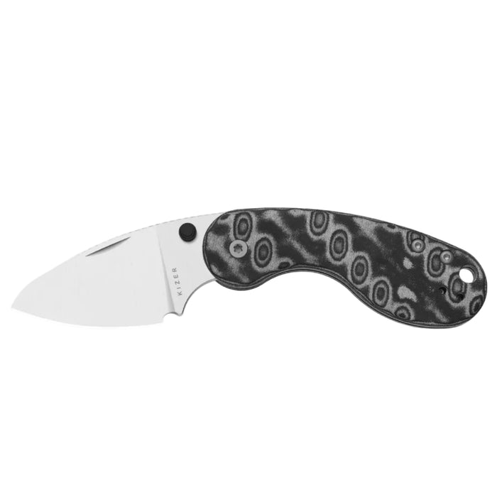 Kizer V2742DSJA2 Microbe DSJ AirTi (14C28N, Drop Point, Satin, Vortex Pattern Micarta) Pocket Knife
