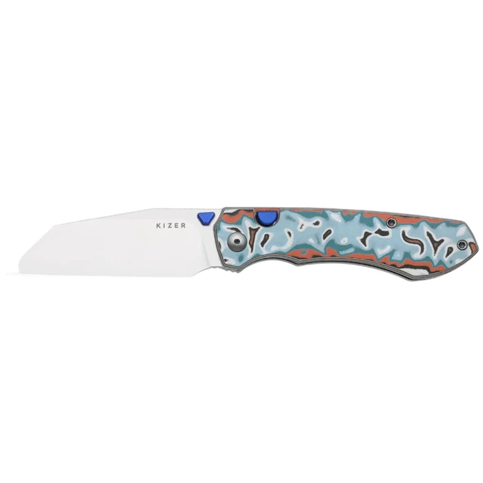 Kizer V3738BW4 Wharning (N690, Wharncliffe, Stonewashed, Vortex Pattern Micarta) Pocket Knife