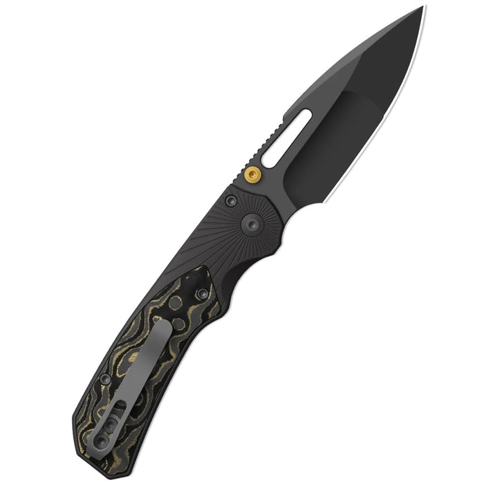 Kizer K3765BD2 Durandal (S35VN, Drop Point, Gunmetal Gray PVD Coating, Aluminum & FatCarbon Camo Gold) Folding Knife