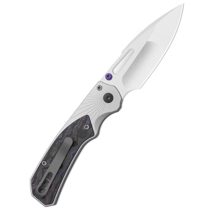 Kizer K3765BD3 Durandal (S35VN, Drop Point, Satin, Aluminum & FatCarbon Purple Haze) Folding Knife