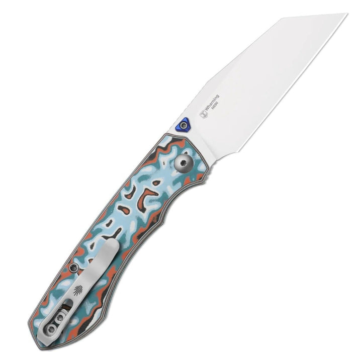 Kizer V3738BW4 Wharning (N690, Wharncliffe, Stonewashed, Vortex Pattern Micarta) Pocket Knife