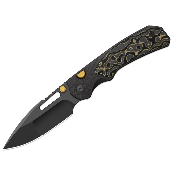 Kizer K3765BD2 Durandal (S35VN, Drop Point, Gunmetal Gray PVD Coating, Aluminum & FatCarbon Camo Gold) Folding Knife
