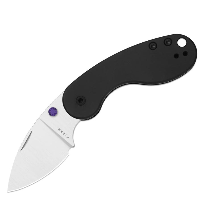 Kizer Ki2742DSJA1 Microbe DSJ AirTi (S35VN, Drop Point, Satin, Aluminum, Black) Pocket Knife