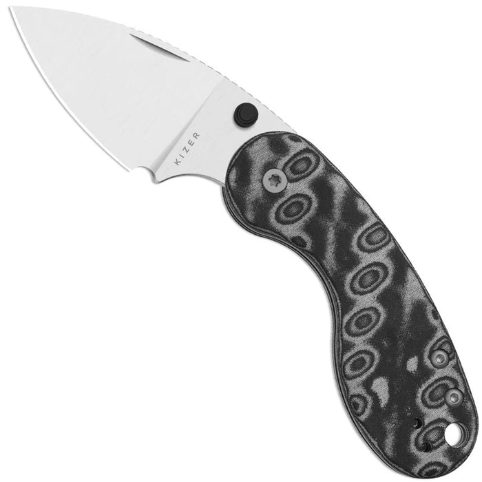 Kizer V2742DSJA2 Microbe DSJ AirTi (14C28N, Drop Point, Satin, Vortex Pattern Micarta) Pocket Knife