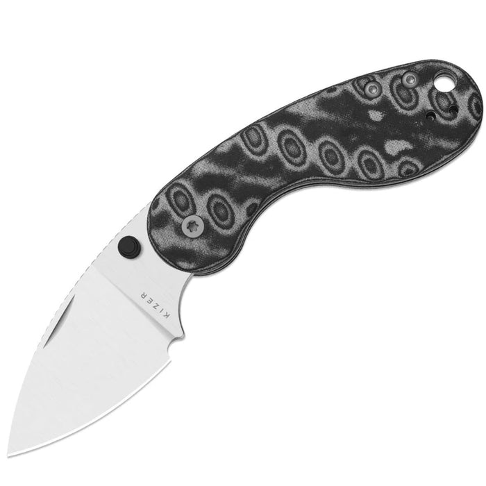 Kizer V2742DSJA2 Microbe DSJ AirTi (14C28N, Drop Point, Satin, Vortex Pattern Micarta) Pocket Knife