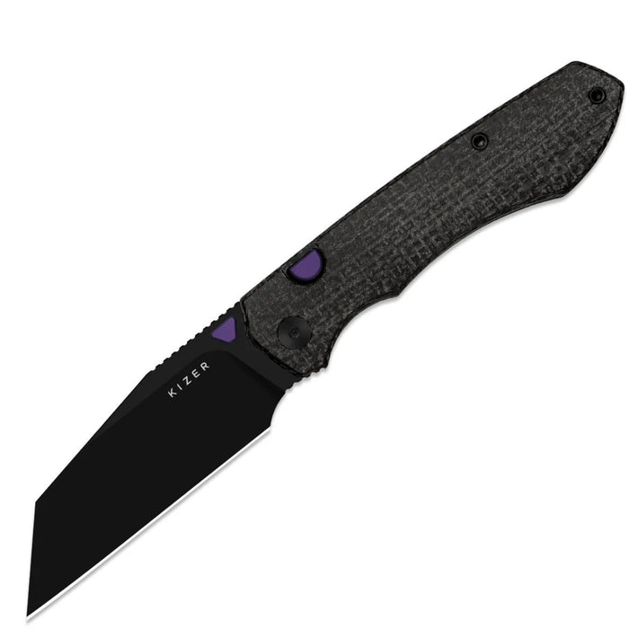 Kizer V3738BW1 Wharning (N690, Wharncliffe, Black PVD Coating, Micarta) Folding Knife