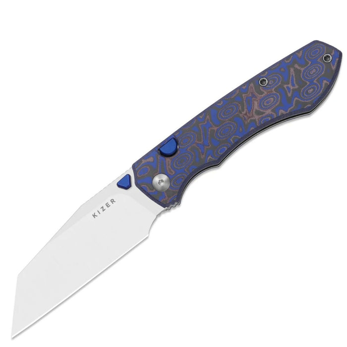 Kizer V3738BW2 Wharning (N690, Wharncliffe, Satin, Vortex Pattern Micarta) Folding Knife