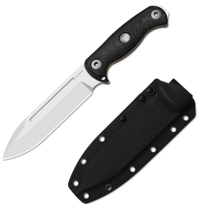 Kizer 1103HSD1 Drop Bear Fix 7 HexShox (AEB-L, Drop Point, Stonewashed, Micarta & TPE) Fixed Blade Knife