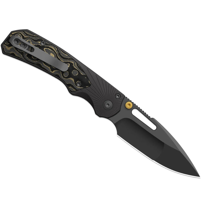 Kizer K3765BD2 Durandal (S35VN, Drop Point, Gunmetal Gray PVD Coating, Aluminum & FatCarbon Camo Gold) Folding Knife