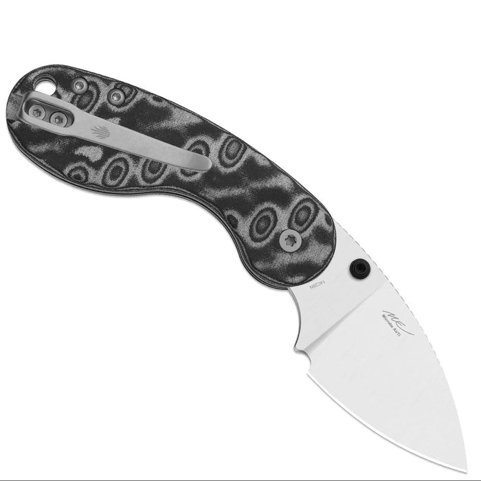 Kizer V2742DSJA2 Microbe DSJ AirTi (14C28N, Drop Point, Satin, Vortex Pattern Micarta) Pocket Knife