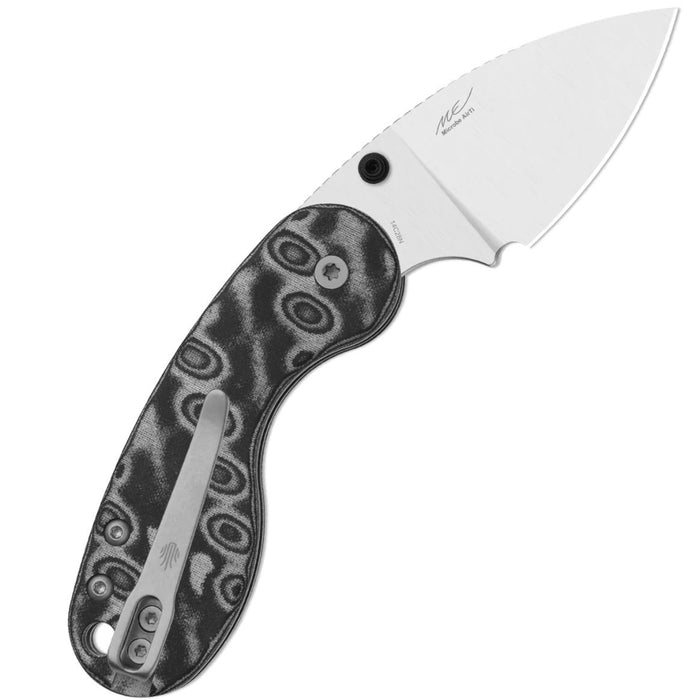 Kizer V2742DSJA2 Microbe DSJ AirTi (14C28N, Drop Point, Satin, Vortex Pattern Micarta) Pocket Knife