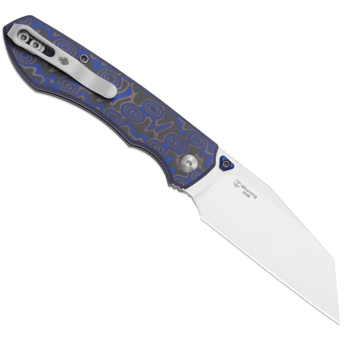 Kizer V3738BW2 Wharning (N690, Wharncliffe, Satin, Vortex Pattern Micarta) Folding Knife