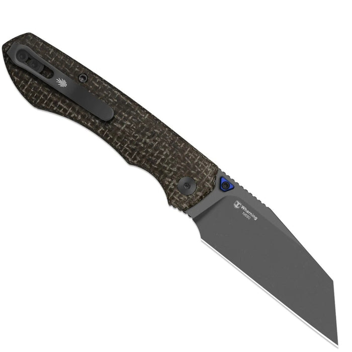 Kizer V3738BW3 Wharning (N690, Wharncliffe, Gray PVD Coating & Stonewashed, GID Canvas Micarta) Folding Knife