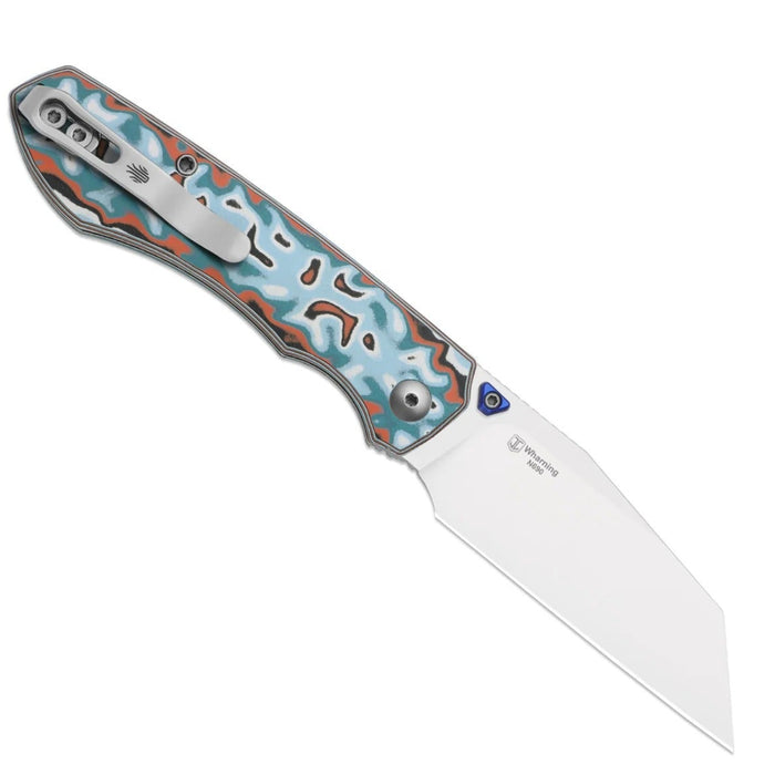 Kizer V3738BW4 Wharning (N690, Wharncliffe, Stonewashed, Vortex Pattern Micarta) Pocket Knife