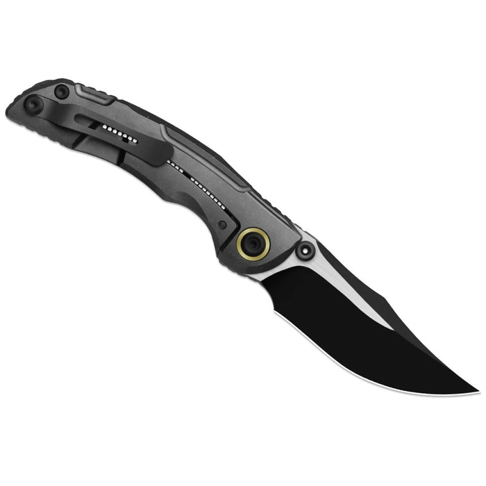 Kizer ZX-FK09A1 SILVER WING-LITE (S45VN, Modified Bowie, Black PVD Coating & Flat Brushed, Titanium & Carbon Fiber) Folding Knife
