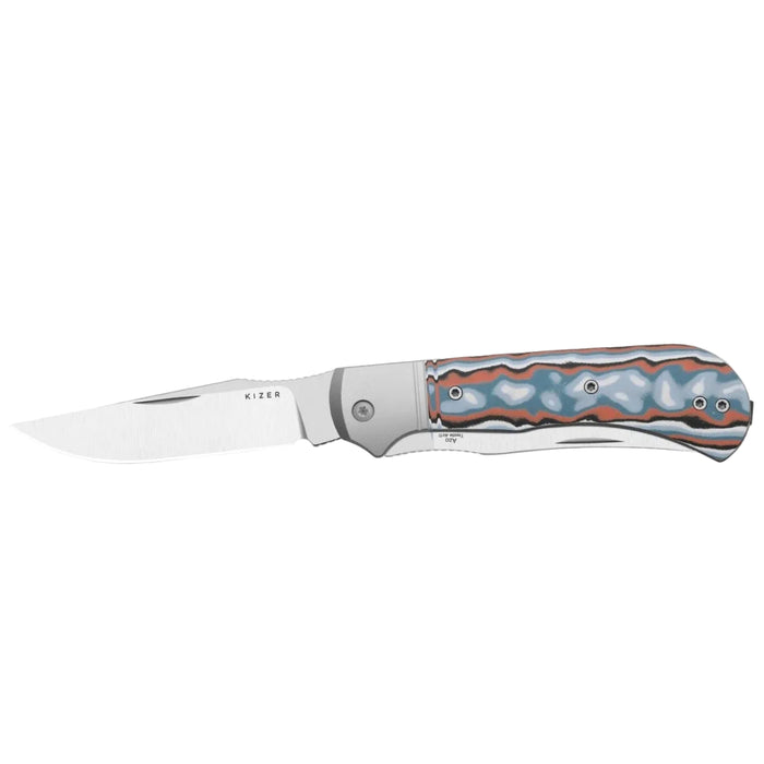 Kizer K3761TPA4 Trestle TP AirTi (BD1N, Clip Point & Spey Point, Satin, Aluminum & Vortex Pattern Micarta) Folding Knife
