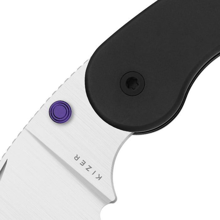 Kizer Ki2742DSJA1 Microbe DSJ AirTi (S35VN, Drop Point, Satin, Aluminum, Black) Pocket Knife