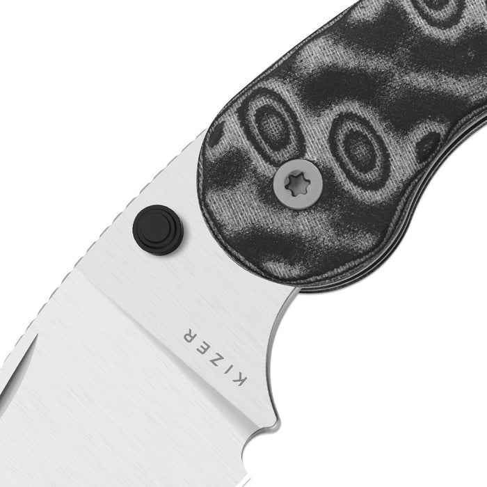 Kizer V2742DSJA2 Microbe DSJ AirTi (14C28N, Drop Point, Satin, Vortex Pattern Micarta) Pocket Knife