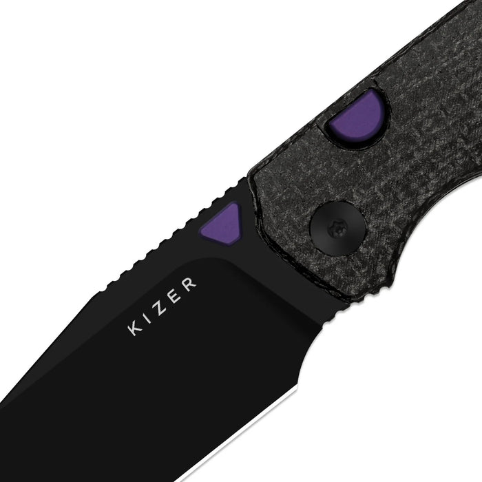 Kizer V3738BW1 Wharning (N690, Wharncliffe, Black PVD Coating, Micarta) Folding Knife