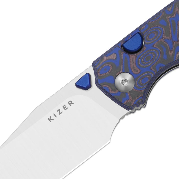 Kizer V3738BW2 Wharning (N690, Wharncliffe, Satin, Vortex Pattern Micarta) Folding Knife