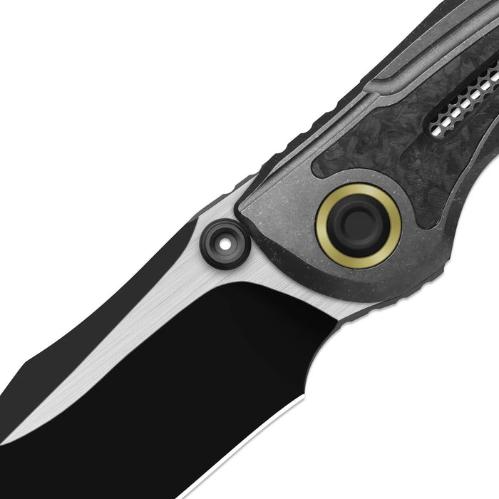 Kizer ZX-FK09A1 SILVER WING-LITE (S45VN, Modified Bowie, Black PVD Coating & Flat Brushed, Titanium & Carbon Fiber) Folding Knife
