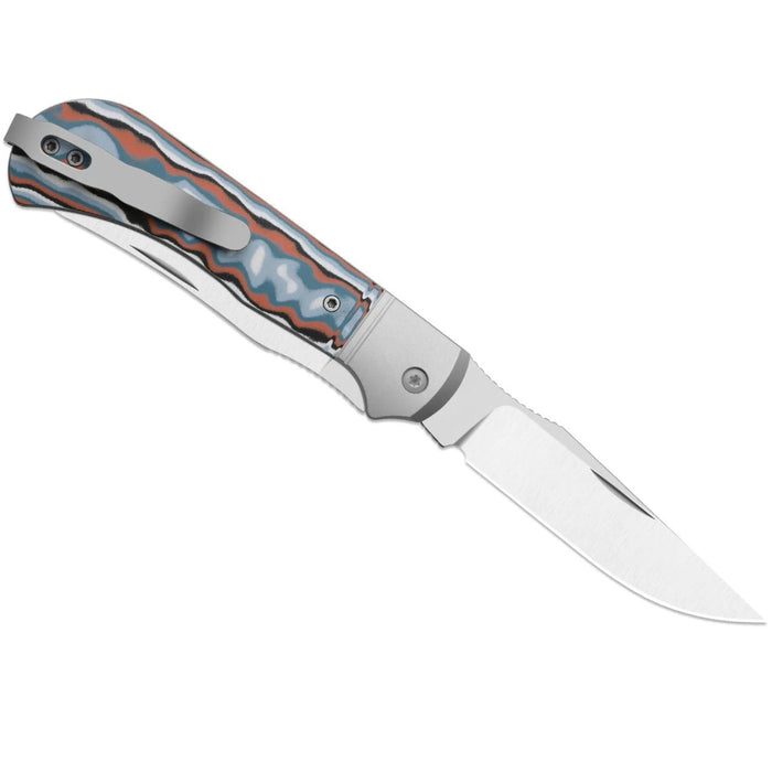 Kizer K3761TPA4 Trestle TP AirTi (BD1N, Clip Point & Spey Point, Satin, Aluminum & Vortex Pattern Micarta) Folding Knife