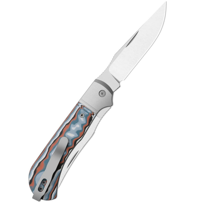 Kizer K3761TPA4 Trestle TP AirTi (BD1N, Clip Point & Spey Point, Satin, Aluminum & Vortex Pattern Micarta) Folding Knife