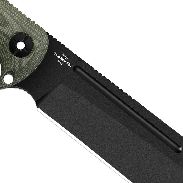 Kizer 1103HSD2 Drop Bear Fix 7 HexShox (AEB-L, Drop Point, Black PVD Coating & Stonewashed, Micarta & TPE, Sheath) Fixed Blade Knife