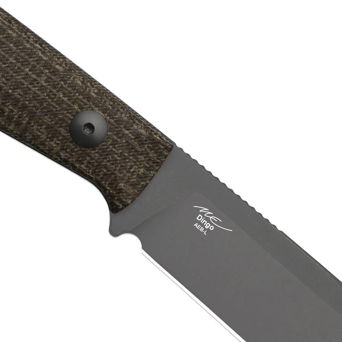 Kizer 1121A1 Dingo (AEB-L, Modified Drop Point, Gray PVD Coating & Stonewashed, Micarta) Fixed Blade Knife