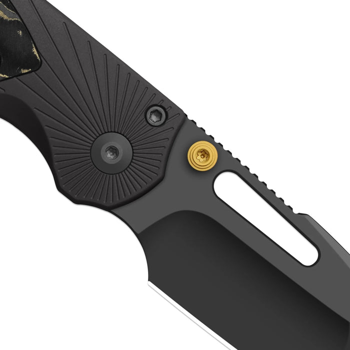 Kizer K3765BD2 Durandal (S35VN, Drop Point, Gunmetal Gray PVD Coating, Aluminum & FatCarbon Camo Gold) Folding Knife
