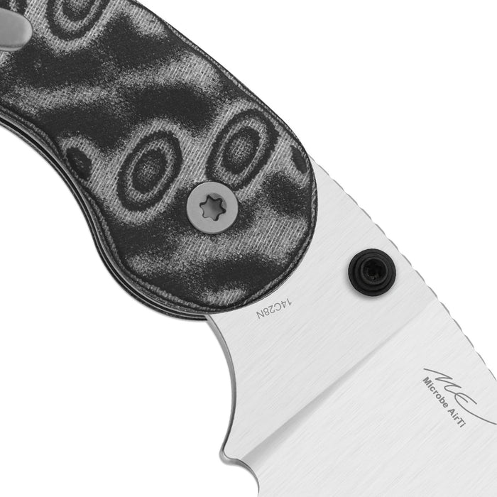 Kizer V2742DSJA2 Microbe DSJ AirTi (14C28N, Drop Point, Satin, Vortex Pattern Micarta) Pocket Knife