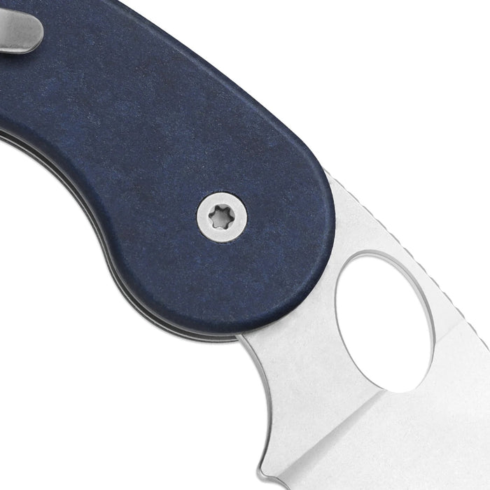 Kizer V2742TSJA2 Microbe TSJ AirTi (14C28N, Drop Point, Stonewashed, Richlite, Blue Canyon) Pocket Knife