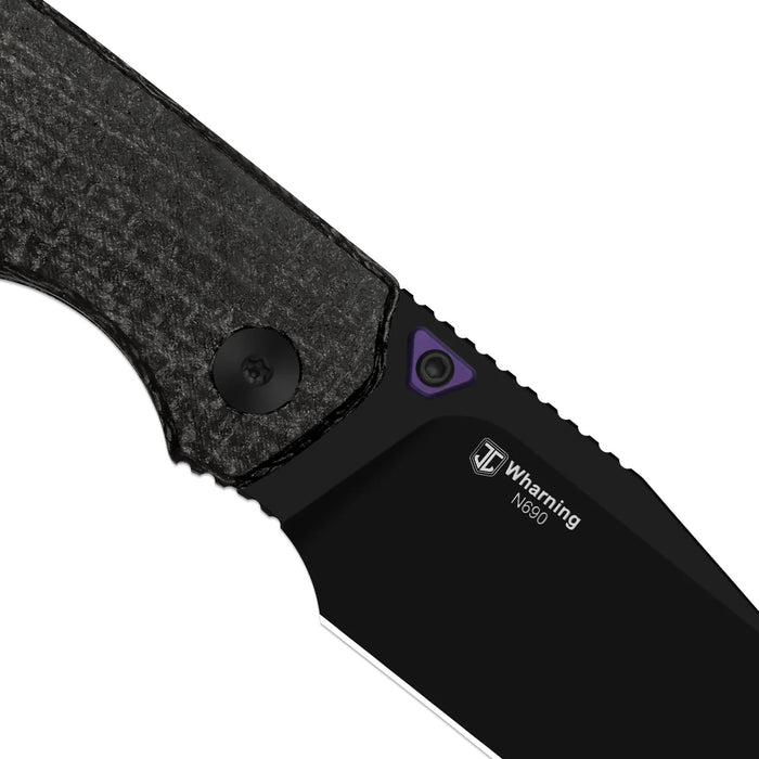 Kizer V3738BW1 Wharning (N690, Wharncliffe, Black PVD Coating, Micarta) Folding Knife
