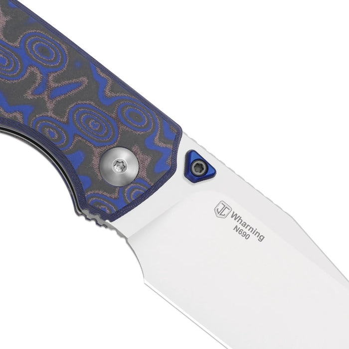 Kizer V3738BW2 Wharning (N690, Wharncliffe, Satin, Vortex Pattern Micarta) Folding Knife