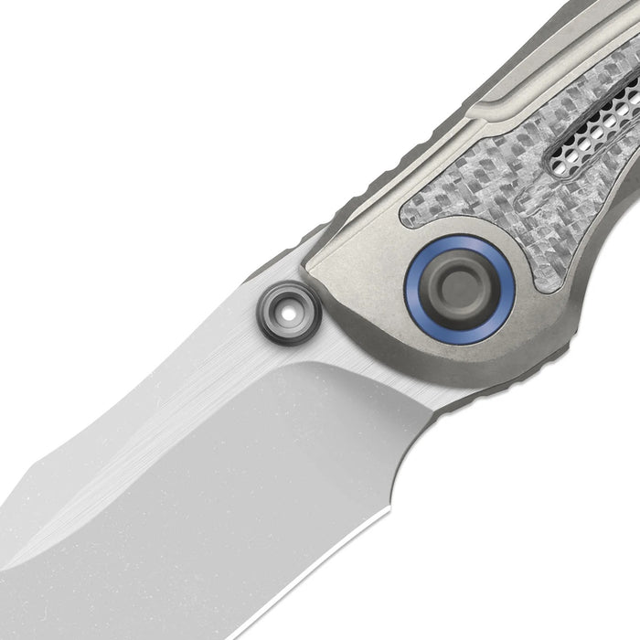 Kizer ZX-FK09A2 SILVER WING-LITE (S45VN, Modified Bowie, Stonewashed, Titanium & Carbon Fiber) Folding Knife
