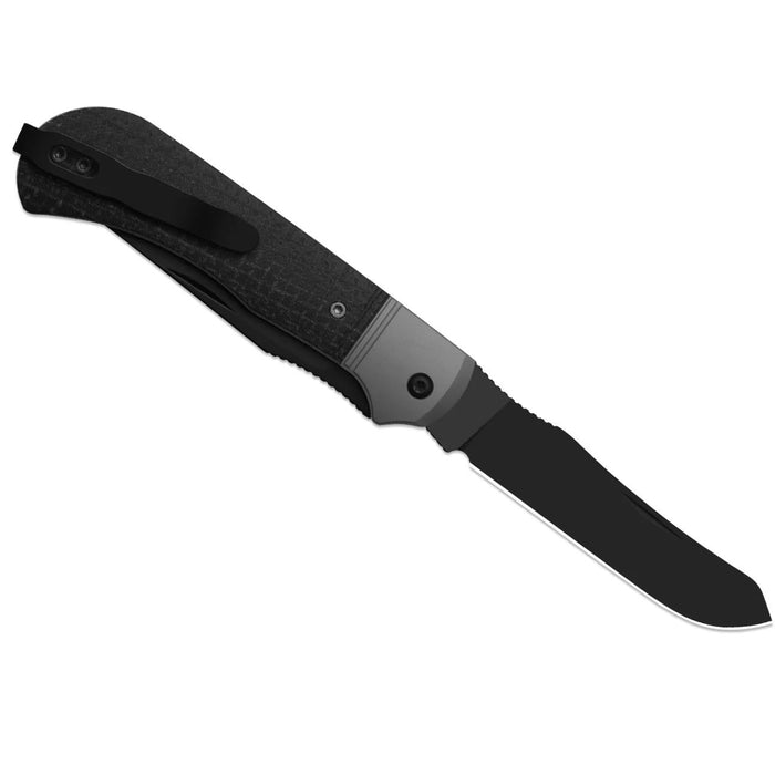 Kizer K3761TPA3 Trestle TP AirTi (BD1N, Clip Point & Spey Point, Black PVD Coating, Aluminum & Micarta) Folding Knife