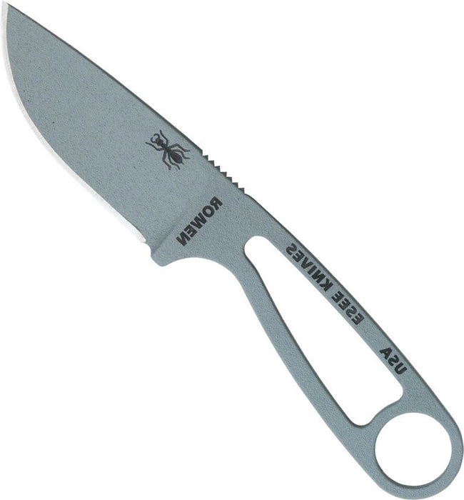 ESEE IZULA (1095, Drop Point, Gray Power Coat, Sheath) Fixed Blade Knife with Survival Kit